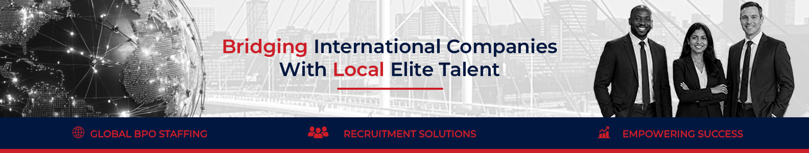 ISA banner: Bridging international companies with local elite talent — global BPO staffing, recruitment solutions, empowering success